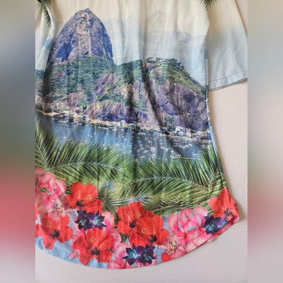 Energia Natural -Size S Tropical Print Button-Up Women's Top - Picture 5 of 6